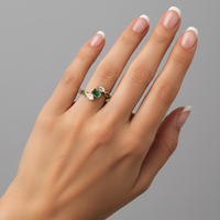 Ethereal Diamond Emerald Eternity Ring in 14K Yellow Gold