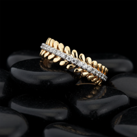 Diamond Leaf Motif Ring in 14K Yellow Gold