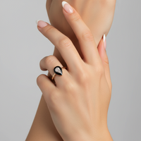 Eternal Black Enamel Shine Ring in 14K Yellow Gold