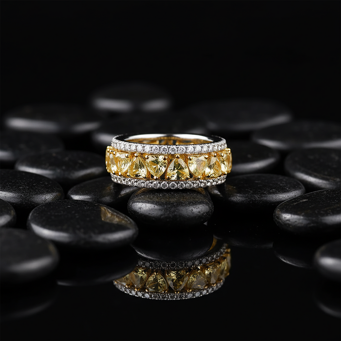 Brilliant Yellow Diamond Band Ring in 18K White Gold