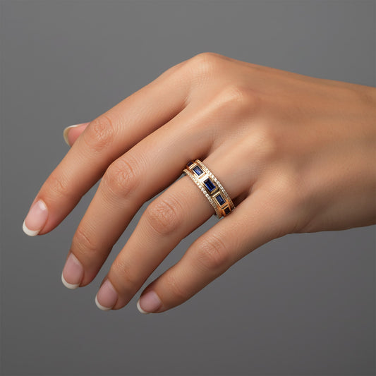 Eternal Emerald Diamond Eternity Ring in 14K Yellow Gold