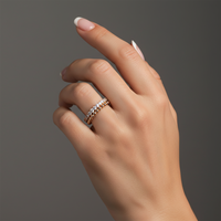 Beaded Diamond Half Band Ring in 14K Yellow Gold