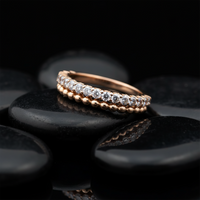 Beaded Diamond Half Band Ring in 14K Yellow Gold