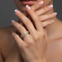 Two Tone Diamond Eternity Ring in 14K Yellow Gold