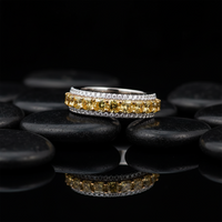 Two Tone Diamond Eternity Ring in 14K Yellow Gold