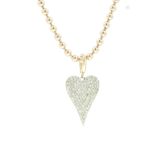 Eternal Flame Pave Heart Necklace in 14K Yellow Gold