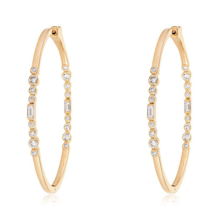 Golden Passion Hoops Diamond Earrings in 14K Yellow Gold