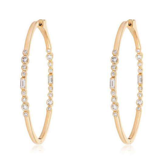 Golden Passion Hoops Diamond Earrings in 14K Yellow Gold