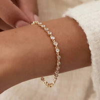 Bezel Setting Spring Diamond Bracelet in 14K Yellow Gold