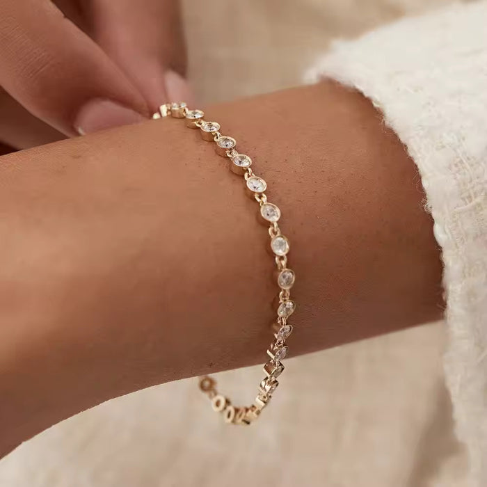 Bezel Setting Spring Diamond Bracelet in 14K Yellow Gold