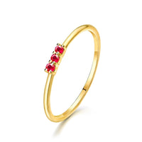 Three Ruby Round Diamond Band Ring in 14K Yellow Gold