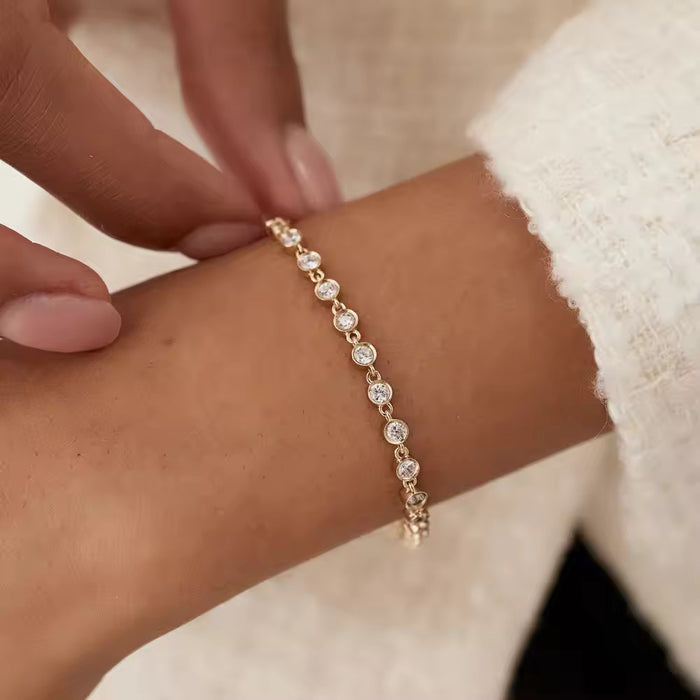 Bezel Setting Spring Diamond Bracelet in 14K Yellow Gold