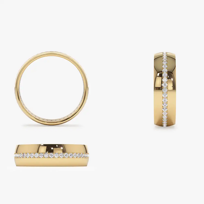 Round Diamond Eternity Band Domed Ring in 14K Yellow Gold