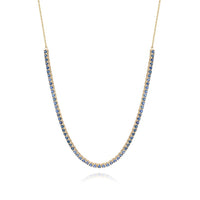 Minimalist Round Blue Sapphire Tennis Necklace in 14K Yellow Gold
