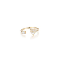 Open Heart Pave Round Diamond Ring in 14K Yellow Gold