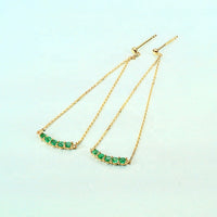 Round Ruby Threader Earrings in 14K Yellow Gold
