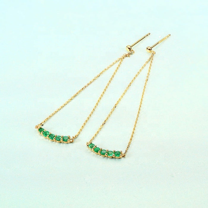 Round Ruby Threader Earrings in 14K Yellow Gold