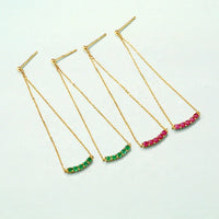 Round Ruby Threader Earrings in 14K Yellow Gold