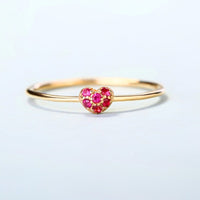 Heart Cluster Round Ruby Ring in 14K Rose Gold