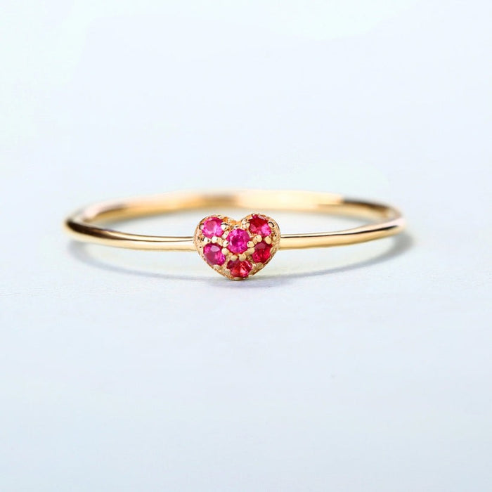 Heart Cluster Round Ruby Ring in 14K Rose Gold