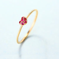 Heart Cluster Round Ruby Ring in 14K Rose Gold