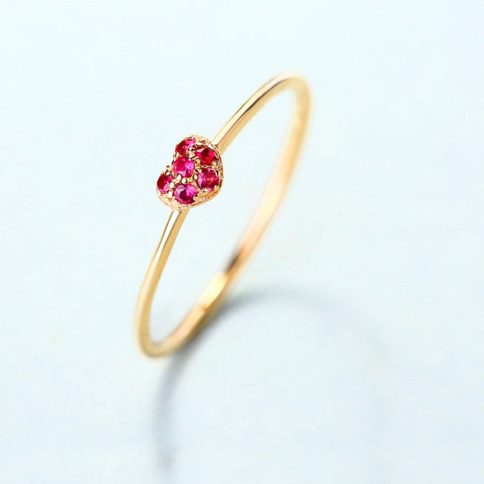 Heart Cluster Round Ruby Ring in 14K Rose Gold
