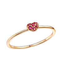 Heart Cluster Round Ruby Ring in 14K Rose Gold