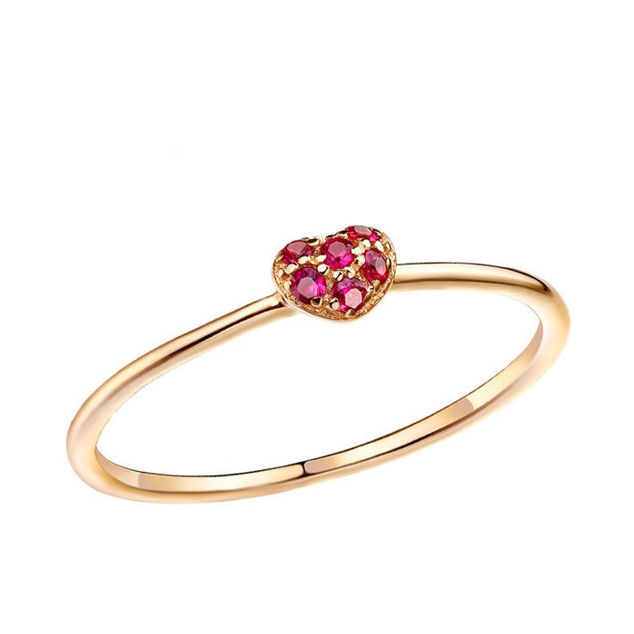 Heart Cluster Round Ruby Ring in 14K Rose Gold