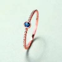 Beaded Band Round Sapphire Ring in 14K Rose Gold