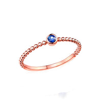 Beaded Band Round Sapphire Ring in 14K Rose Gold