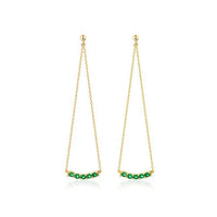 Round Ruby Threader Earrings in 14K Yellow Gold