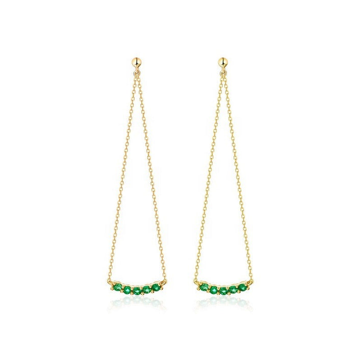 Round Ruby Threader Earrings in 14K Yellow Gold