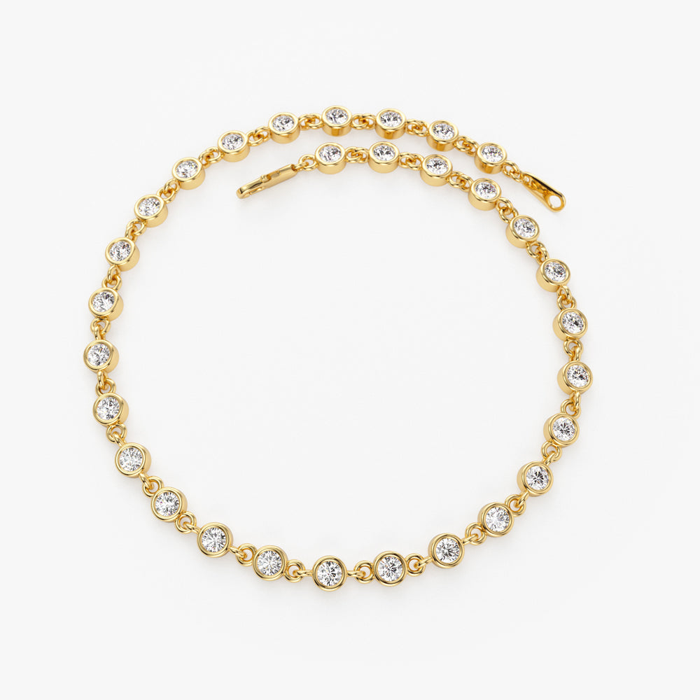 Bezel Setting Spring Diamond Bracelet in 14K Yellow Gold