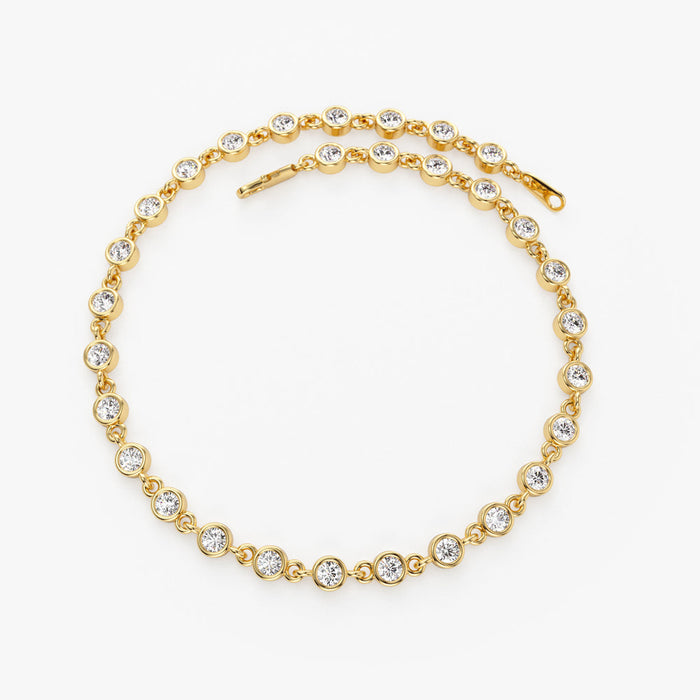 Bezel Setting Spring Diamond Bracelet in 14K Yellow Gold