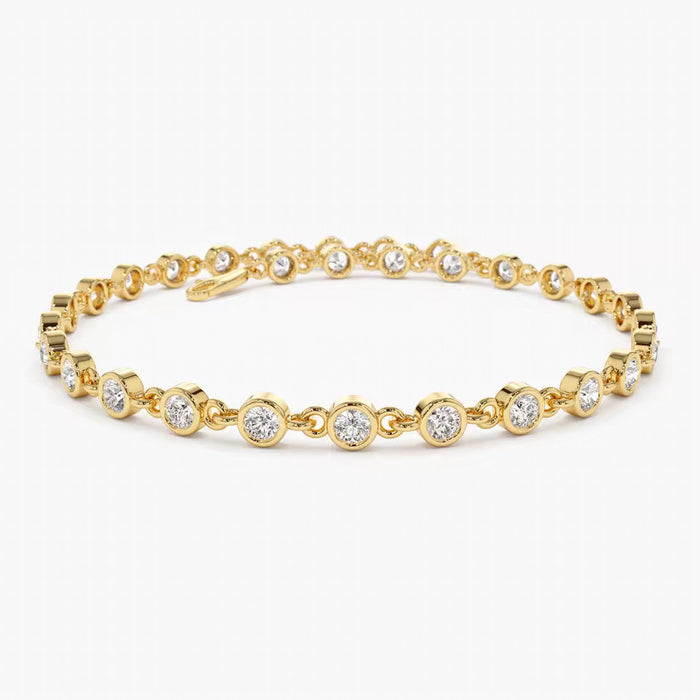 Bezel Setting Spring Diamond Bracelet in 14K Yellow Gold