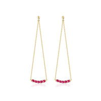 Round Ruby Threader Earrings in 14K Yellow Gold