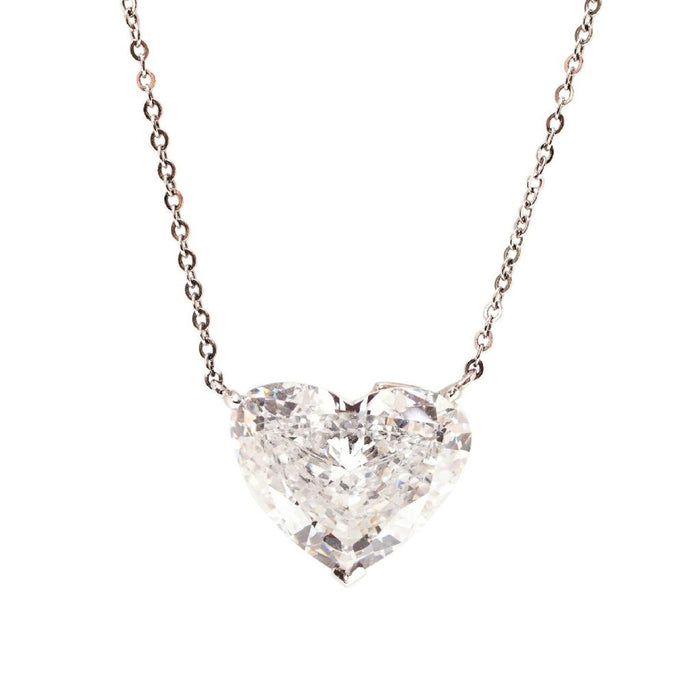 Heart Cut Diamond Solitaire Necklace in 14K Yellow Gold