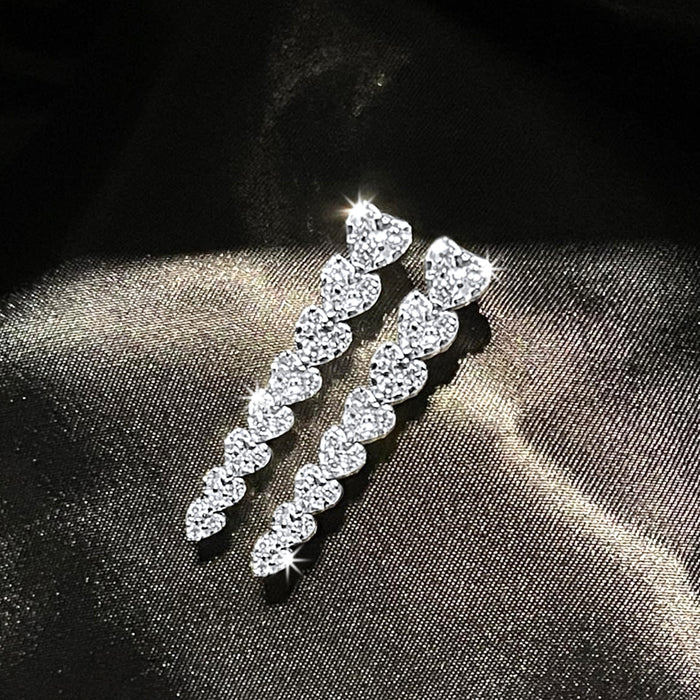 Flawless Heart Diamond Drop Earrings in 14K White Gold