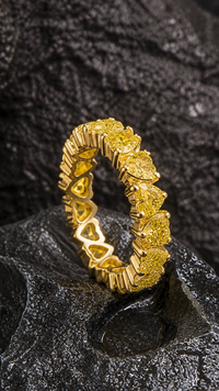 Heart Cut Lab Diamond Eternity Band Ring in 14K Yellow Gold