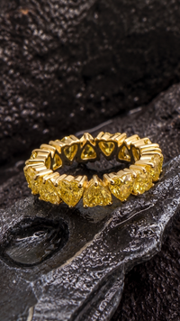 Heart Cut Lab Diamond Eternity Band Ring in 14K Yellow Gold