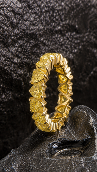 Heart Cut Lab Diamond Eternity Band Ring in 14K Yellow Gold