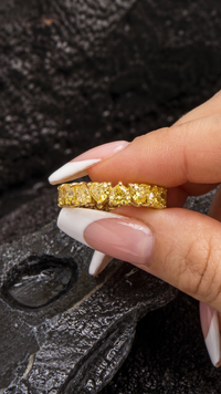 Heart Cut Lab Diamond Eternity Band Ring in 14K Yellow Gold