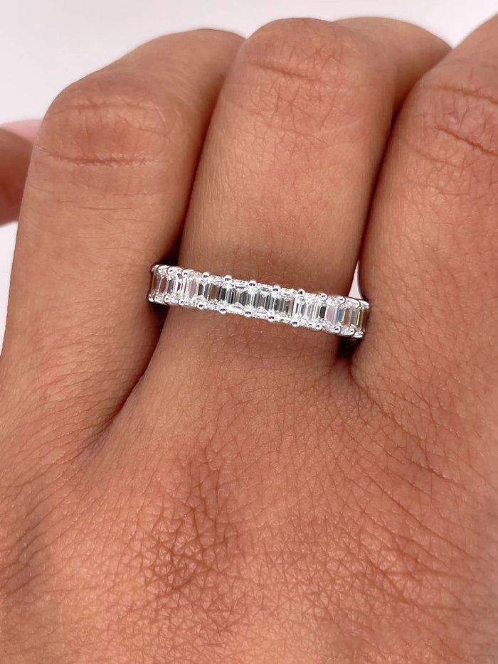 Emerald Cut Diamond Eternity Wedding Band Ring in 14K Gold