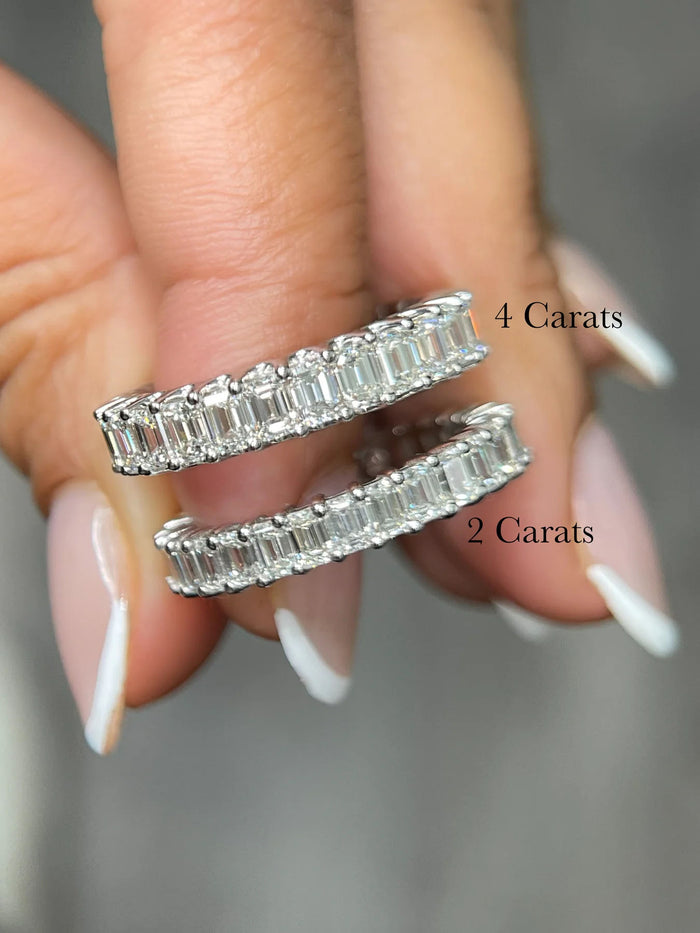 Emerald Cut Diamond Eternity Wedding Band Ring in 14K Gold