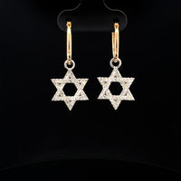 Star of David Diamond Hoop Earrings in 14K Gold