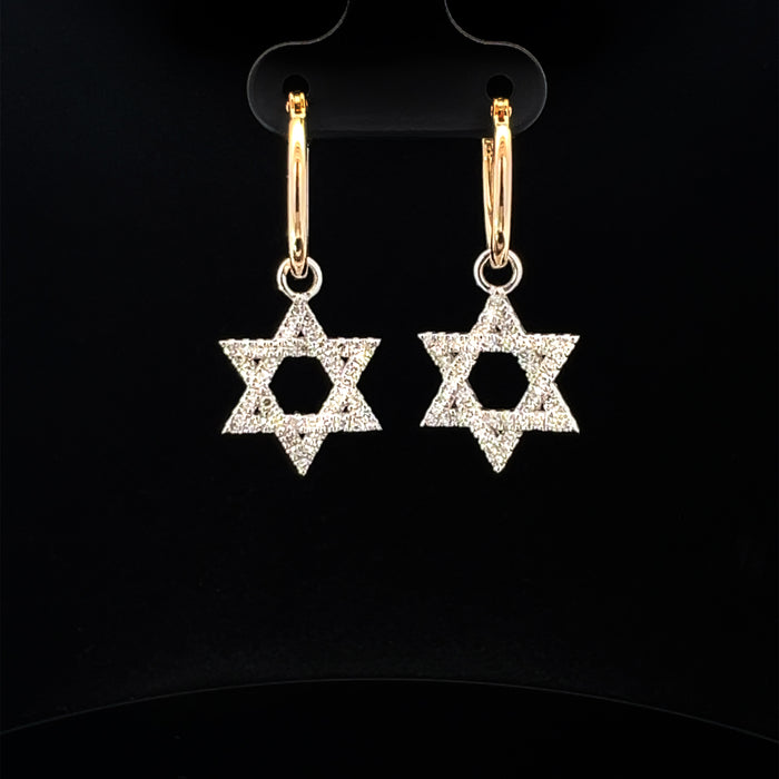 Star of David Diamond Hoop Earrings in 14K Gold