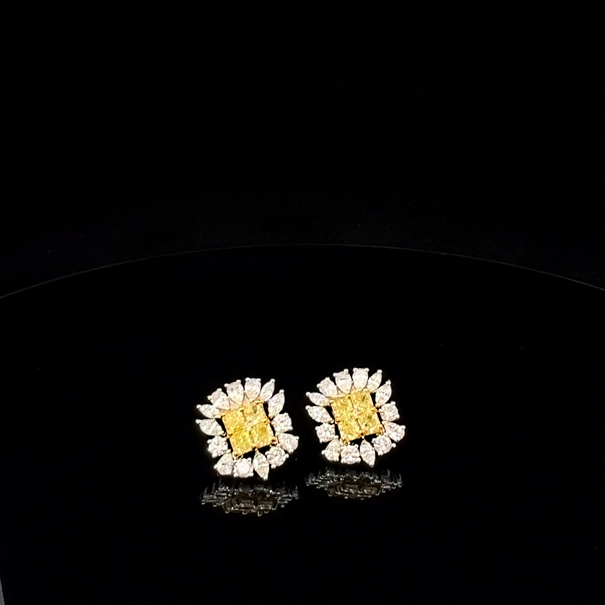 Sunflower Inspired Fancy Yellow Diamond Earrings