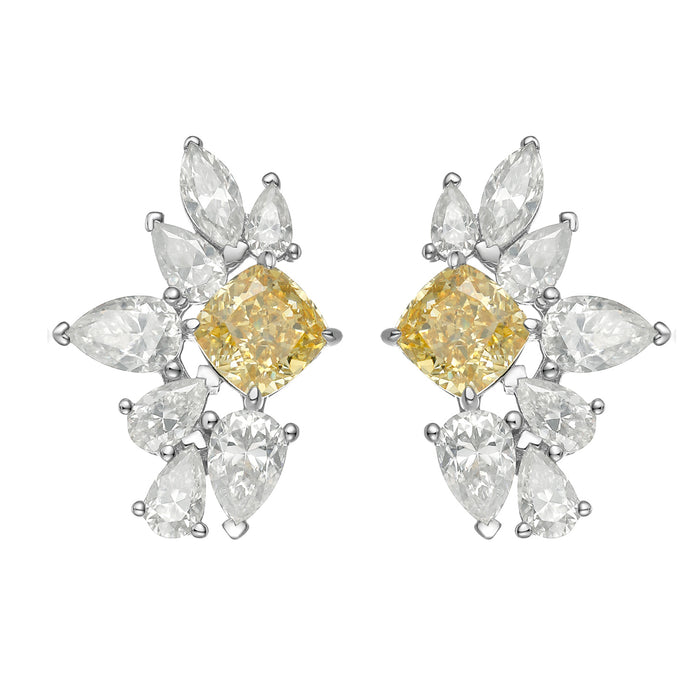 Cushion Cut Diamond Marquise Earrings in 14K Gold