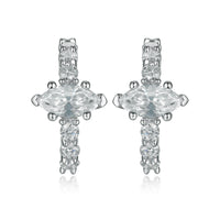 Marquise Center Lab Grown Diamond Huggie Earrings in 14K Gold