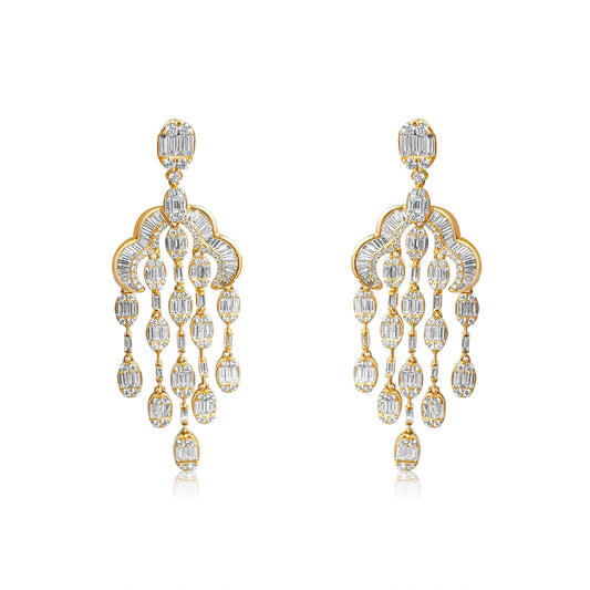 Baguette Diamonds Earrings in 18K White Gold